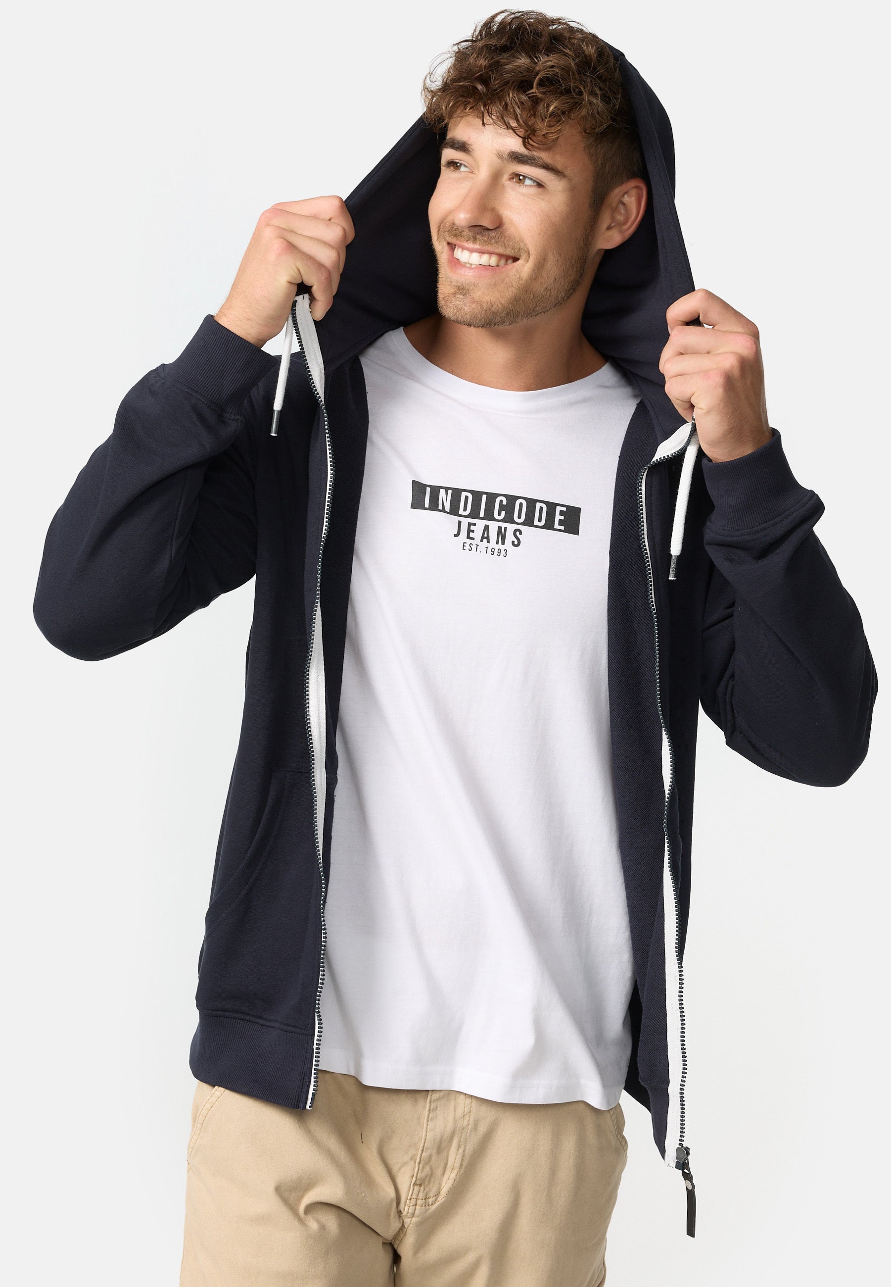 Indicode Heren INChristos Hoodie | Sweatjack met capuchon Navy L