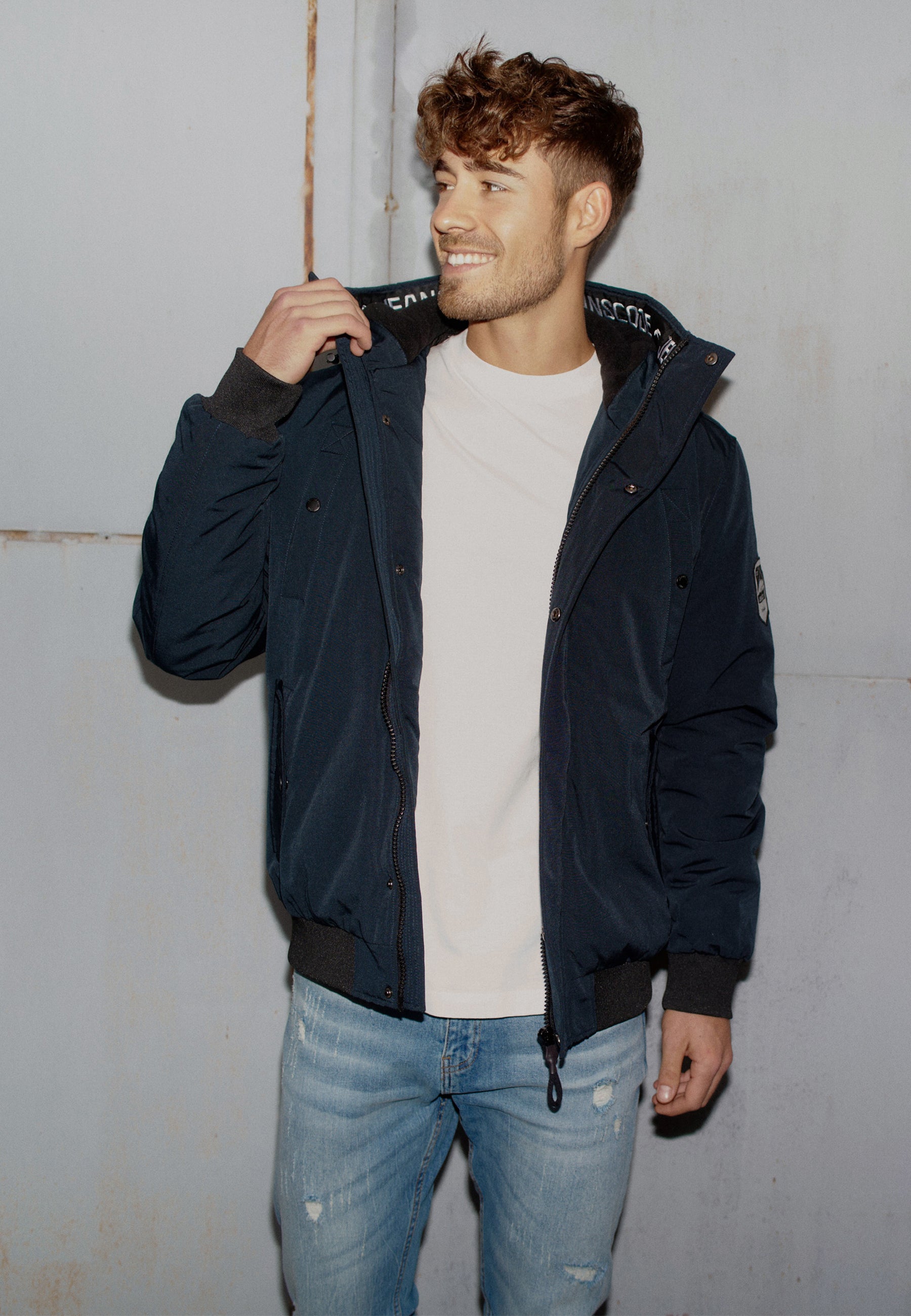 Indicode men s Albany jacket with hood polar fleece lining and zip INDICODE