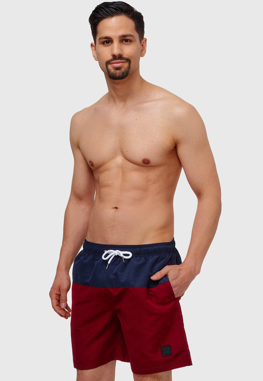 Indicode men's Pruitt swim trunks with 3 pockets and drawstring waist