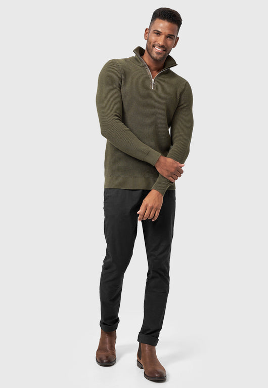 Indicode men's Mayer sweater with a stand-up collar made of 100% cotton