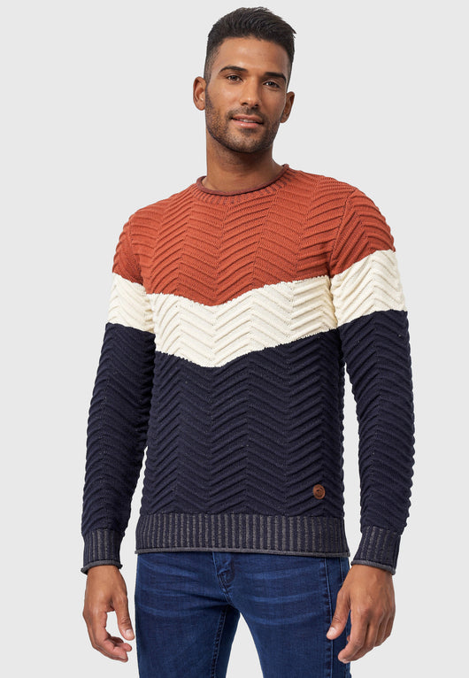 Indicode Men's Dean Pullover with Ribbed Cuffs & Round Neck
