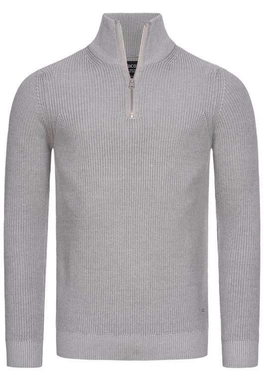 Indicode men's Mayer sweater with a stand-up collar made of 100% cotton