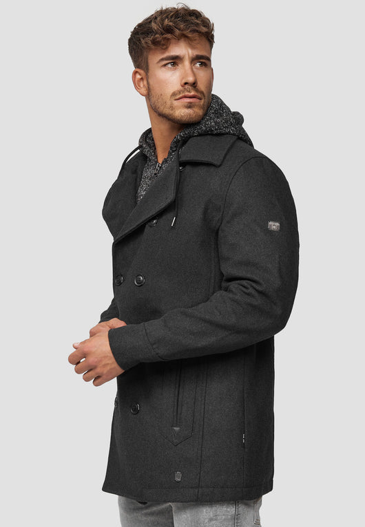 Indicode Men's Cliff short coat made from a high-quality wool blend with a stand-up collar