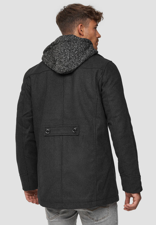 Indicode Men's Cliff short coat made from a high-quality wool blend with a stand-up collar