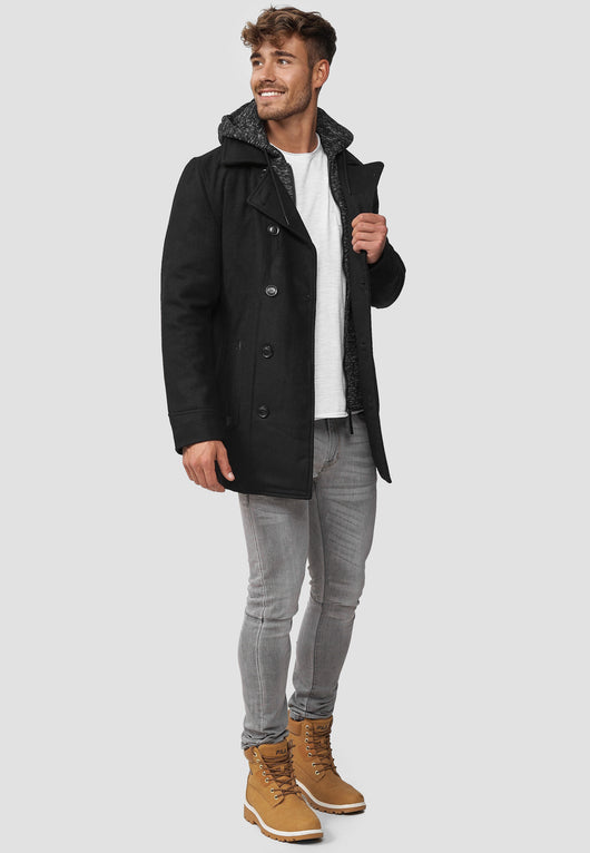 Indicode Men's Cliff short coat made from a high-quality wool blend with a stand-up collar