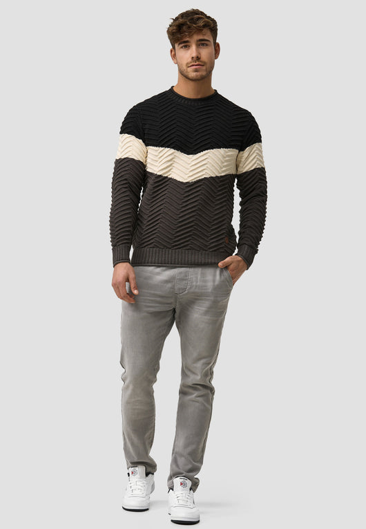 Indicode Men's Dean Pullover with Ribbed Cuffs & Round Neck