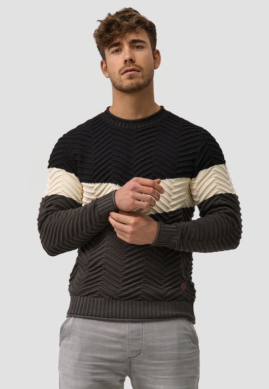 Indicode Men's Dean Pullover with Ribbed Cuffs & Round Neck
