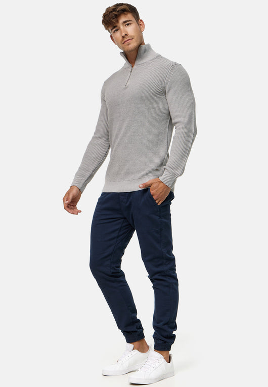 Indicode men's Mayer sweater with a stand-up collar made of 100% cotton
