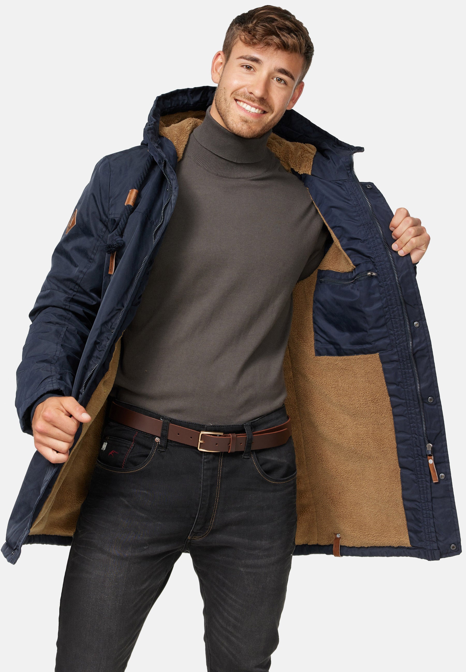 Indicode Men's Bardsley Parka with lined hood (teddy lining)