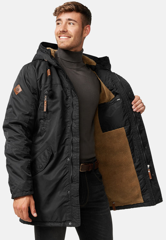 Indicode Men's Bardsley Parka with lined hood (teddy lining) & 6 pockets