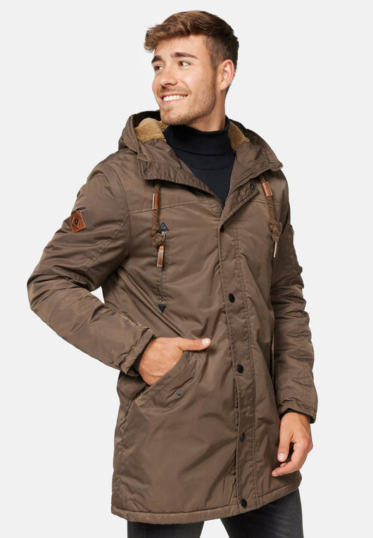 Indicode Men's Bardsley Parka with lined hood (teddy lining) & 6 pockets