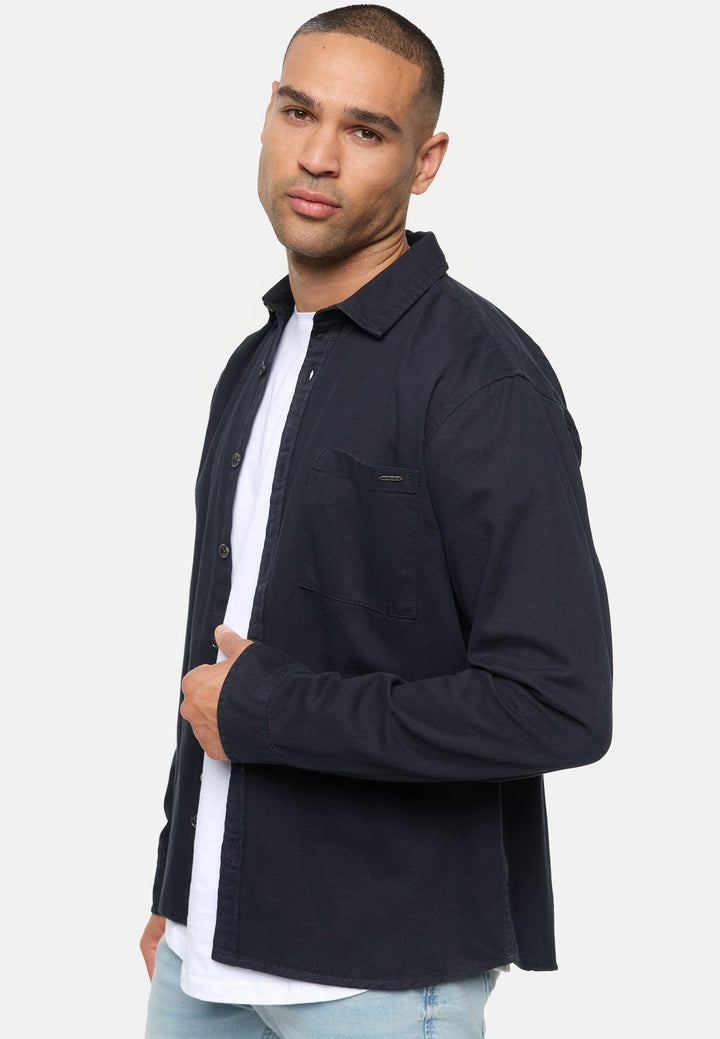 Indicode Herren INBroidy Langarmhemd aus Baumwolle mit Brusttasche - INDICODE