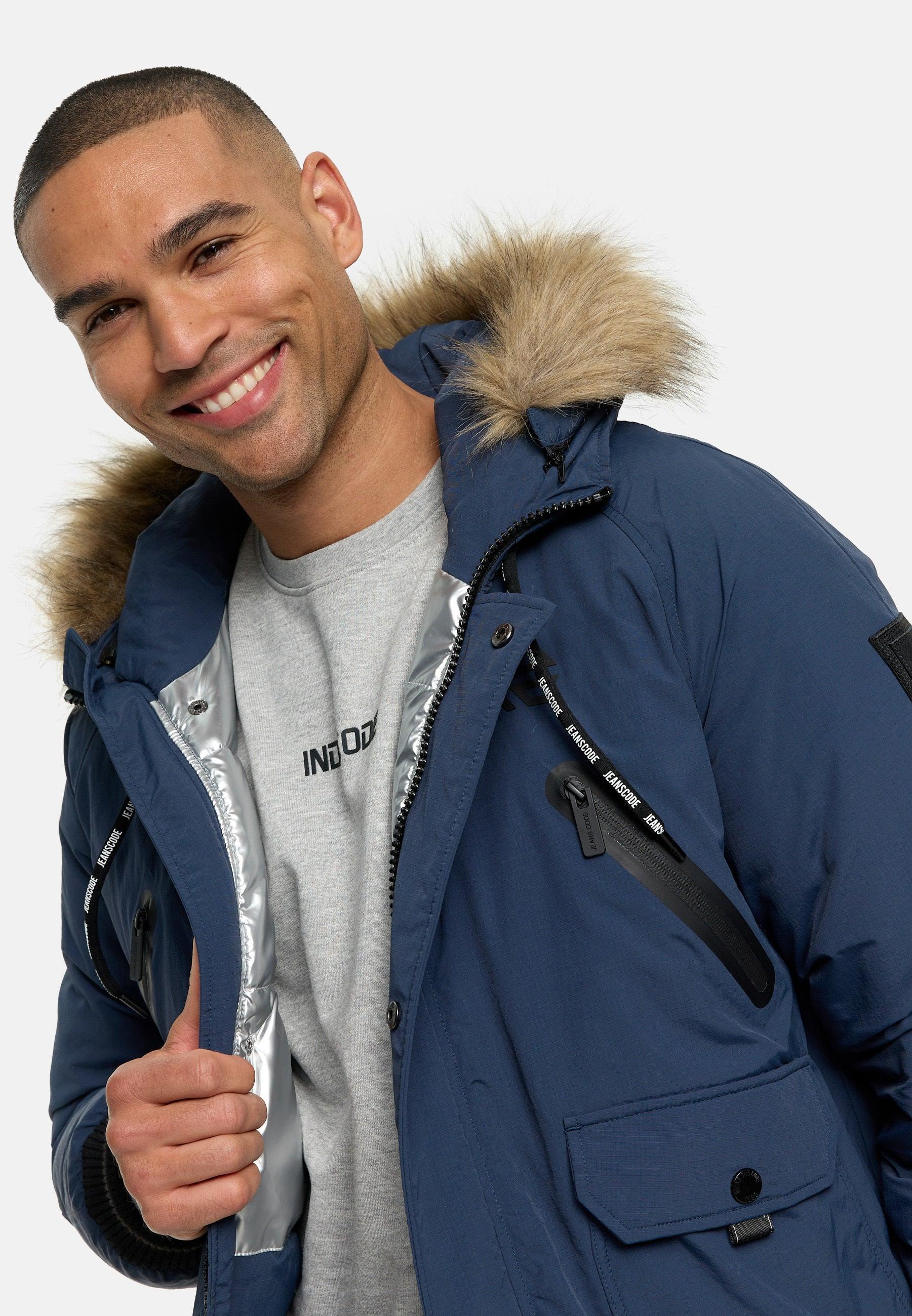 Jacke Blauer Mantel Mit Fell Canada Goose Mäntel Aus Fell Blau