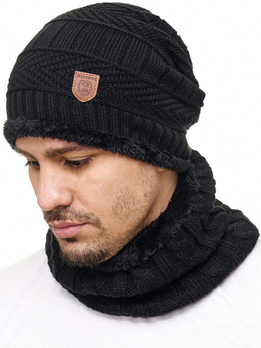 Indicode Men's Siracusa Winter Set Hat & Scarf with Fleece Lining (Teddyfleece)