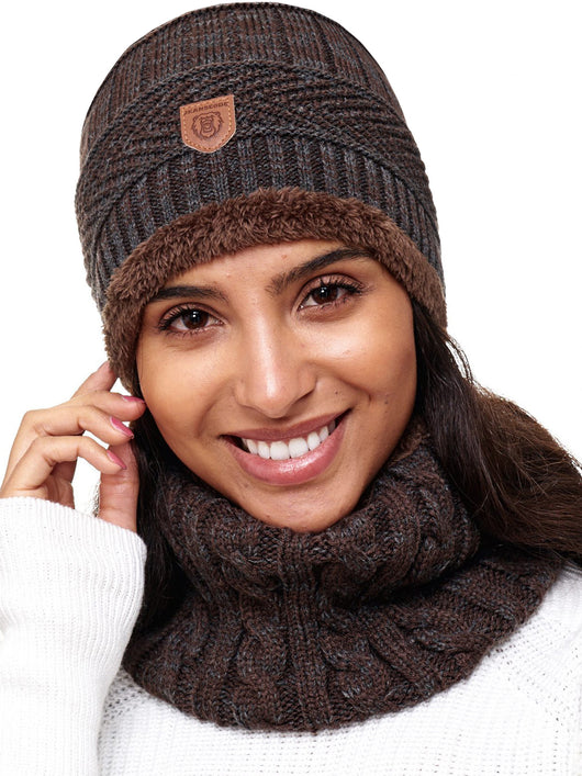 Indicode Men's Siracusa Winter Set Hat & Scarf with Fleece Lining (Teddyfleece)