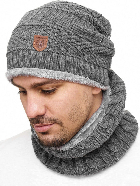 Indicode Men's Siracusa Winter Set Hat & Scarf with Fleece Lining (Teddyfleece)
