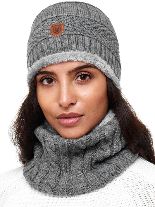 Indicode Men's Siracusa Winter Set Hat & Scarf with Fleece Lining (Teddyfleece)