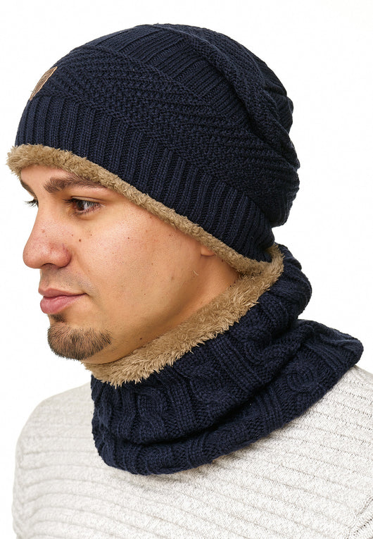 Indicode Men's Siracusa Winter Set Hat & Scarf with Fleece Lining (Teddyfleece)