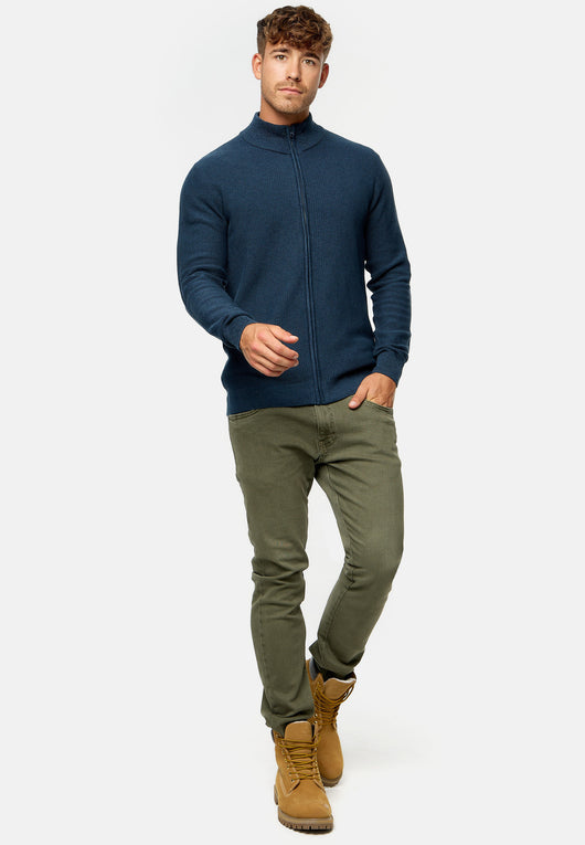 Indicode Herren INWestmoon Strickjacke mit Stehkragen & Reißverschluss aus 100% Baumwolle