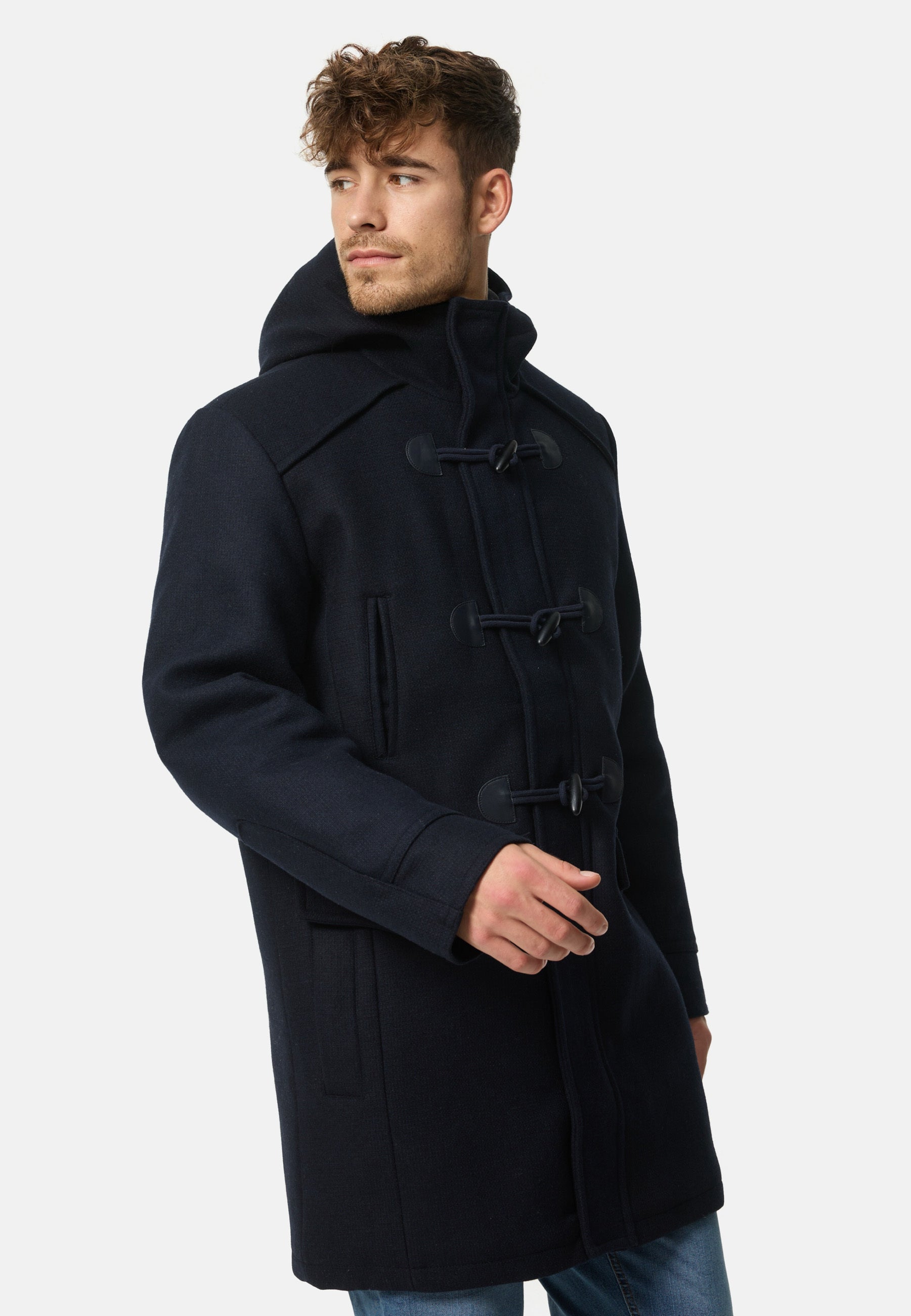 Indicode Men's Liam Duffle Coat with stand-up collar and hood