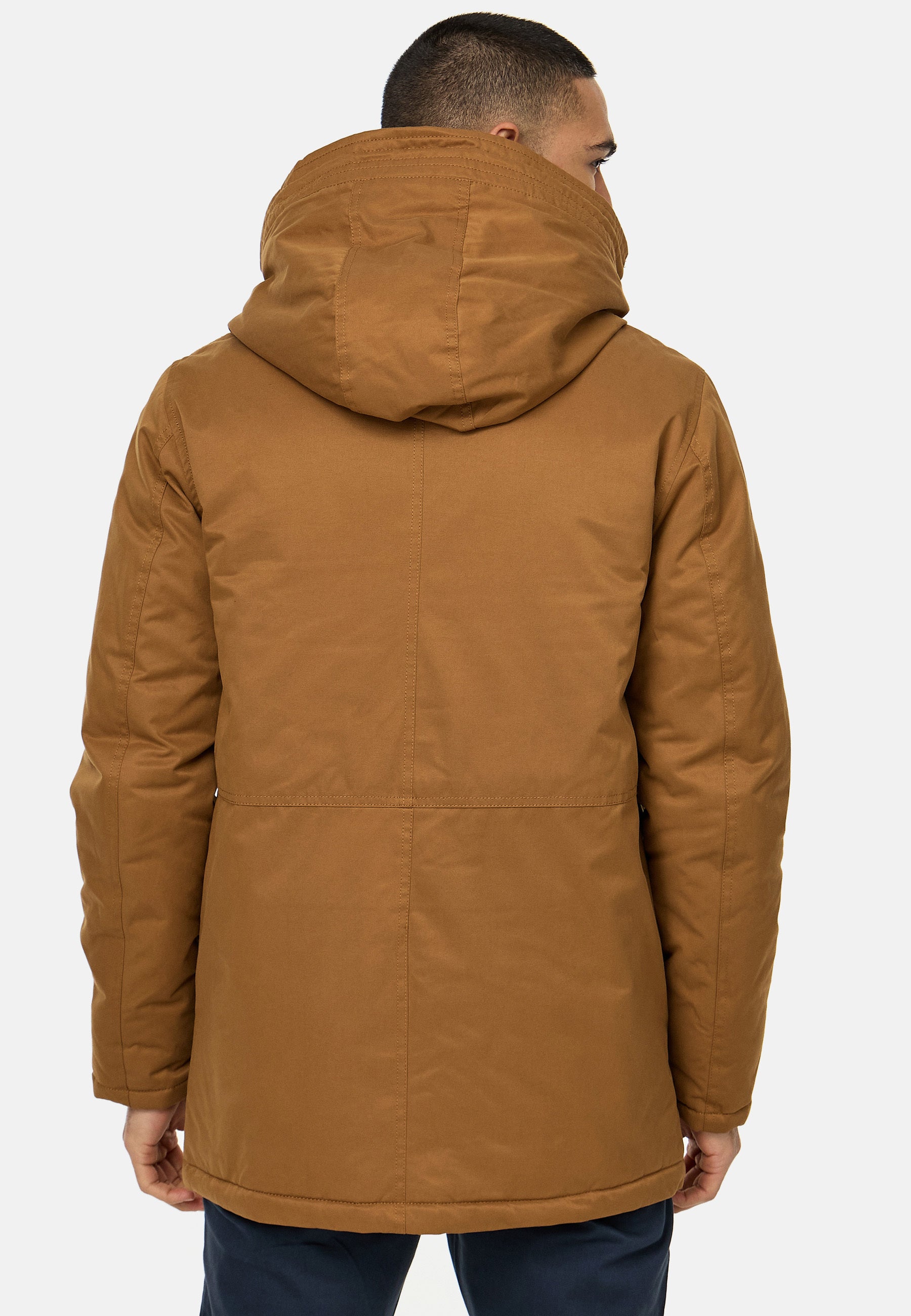Halflange Mannen Winterjas met Capuchon Rood | SALE | - Style Italy