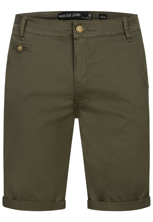 Indicode Men's Creel Chino Shorts with 5 pockets incl. belt made of 98% cotton