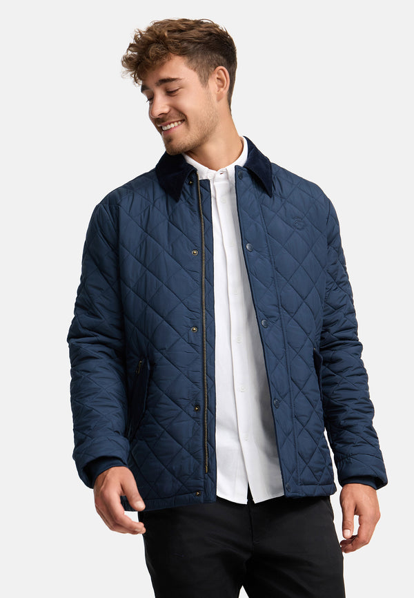 Indicode Herren INAldos Steppjacke Steppjacke mit Cordkragen und Rautensteppung