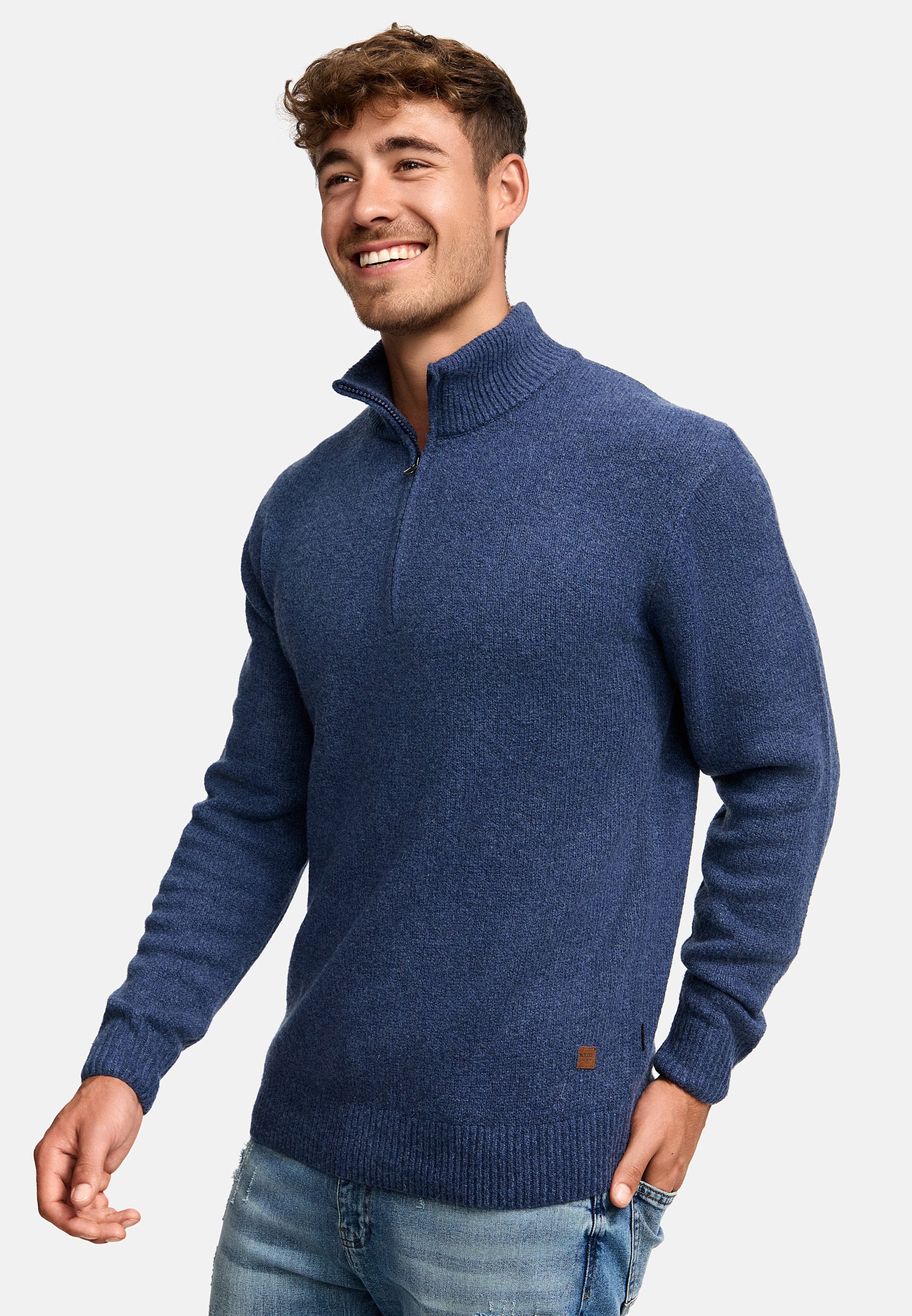 Indicode Heren INChips Pullover | Trui van 80% katoen Army Mix L Indicode Heren INChips Pullover | Trui van 80% katoen Army Mix L