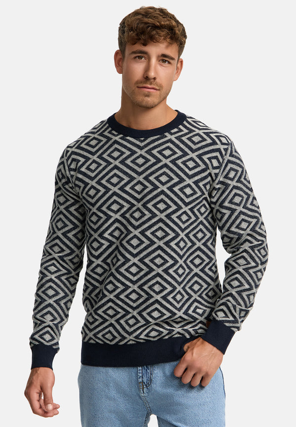 Indicode Herren INScott Strickpullover gemustert mit Rundhals-Ausschnitt