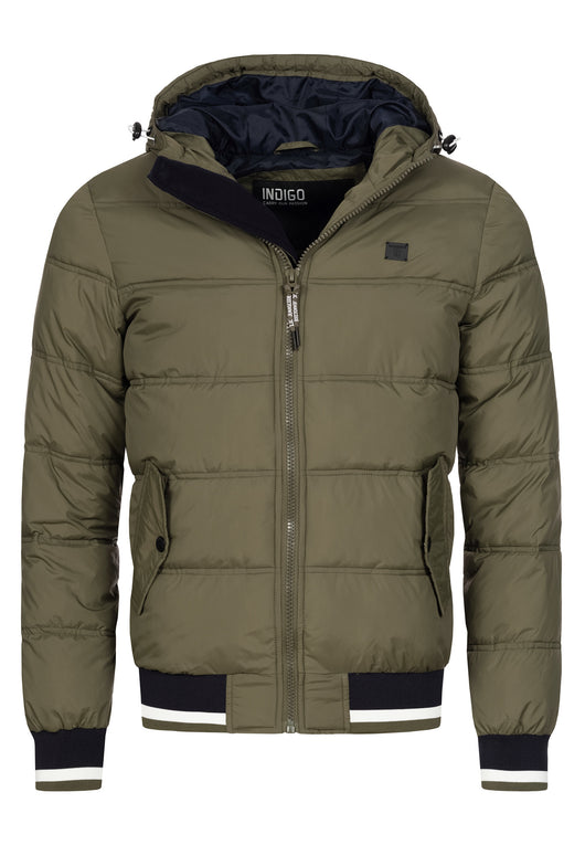 Indicode men's bacon quilted jacket in down jacket look with hood