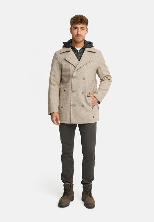 Indicode Men's Cliff short coat made from a high-quality wool blend with a stand-up collar