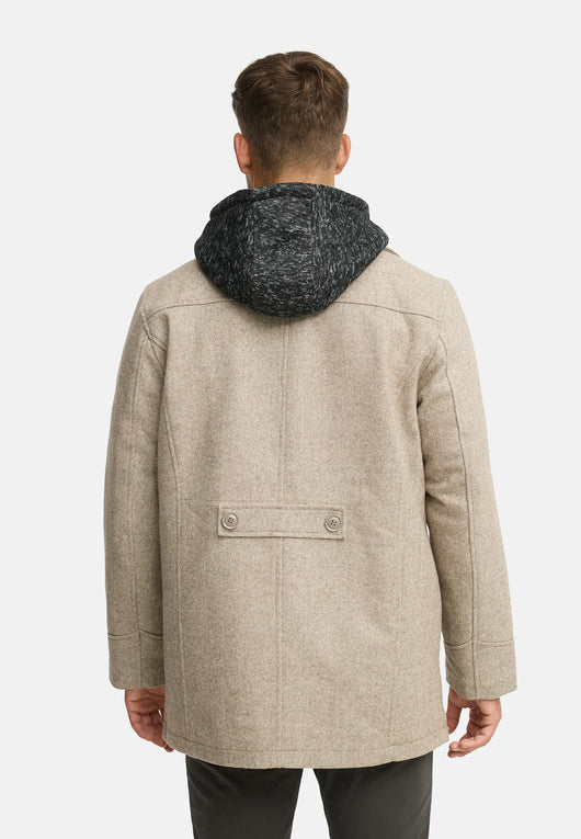 Indicode Men's Cliff short coat made from a high-quality wool blend with a stand-up collar