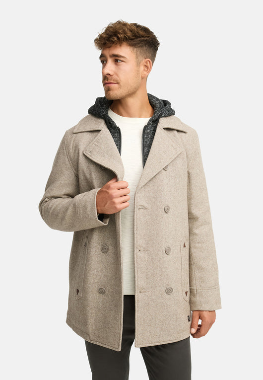 Indicode Men's Cliff short coat made from a high-quality wool blend with a stand-up collar