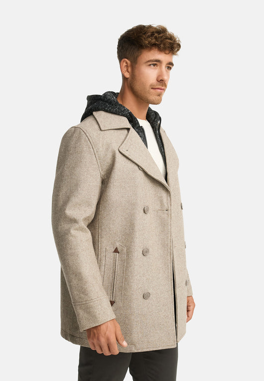 Indicode Men's Cliff short coat made from a high-quality wool blend with a stand-up collar