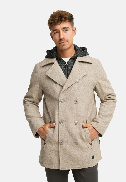 Indicode Men's Cliff short coat made from a high-quality wool blend with a stand-up collar