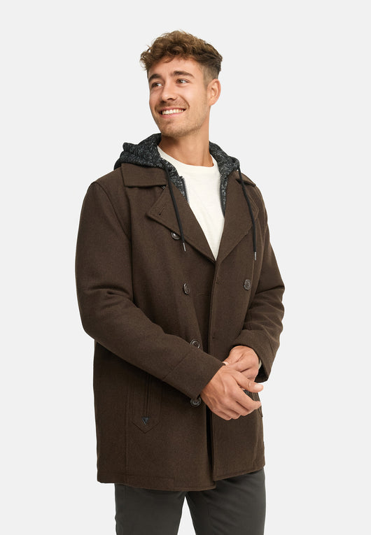 Indicode Men's Cliff short coat made from a high-quality wool blend with a stand-up collar