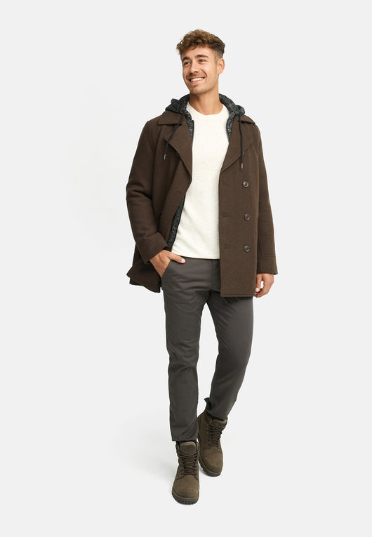 Indicode Men's Cliff short coat made from a high-quality wool blend with a stand-up collar