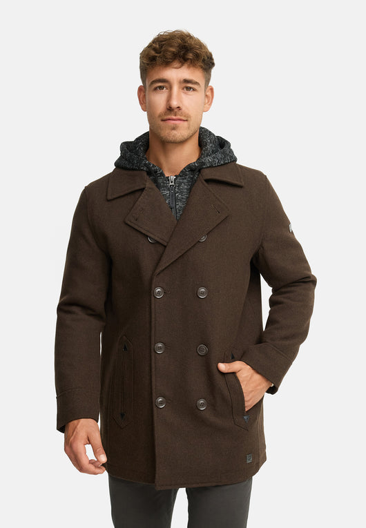 Indicode Men's Cliff short coat made from a high-quality wool blend with a stand-up collar