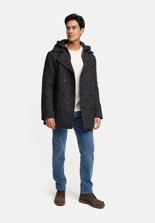 Indicode Men's Cliff short coat made from a high-quality wool blend with a stand-up collar