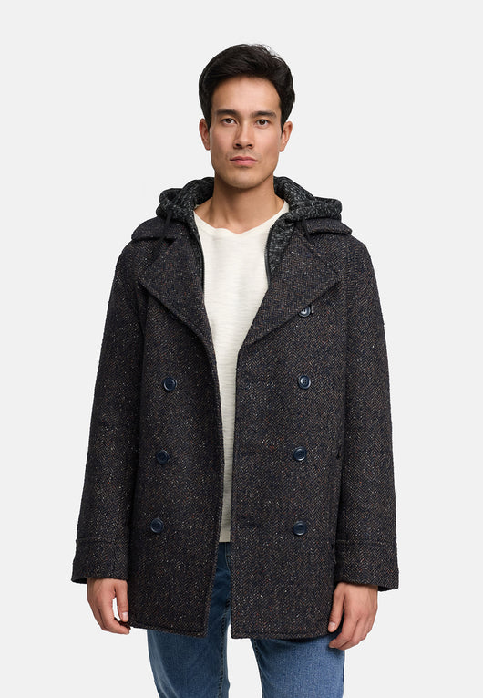 Indicode Men's Cliff short coat made from a high-quality wool blend with a stand-up collar