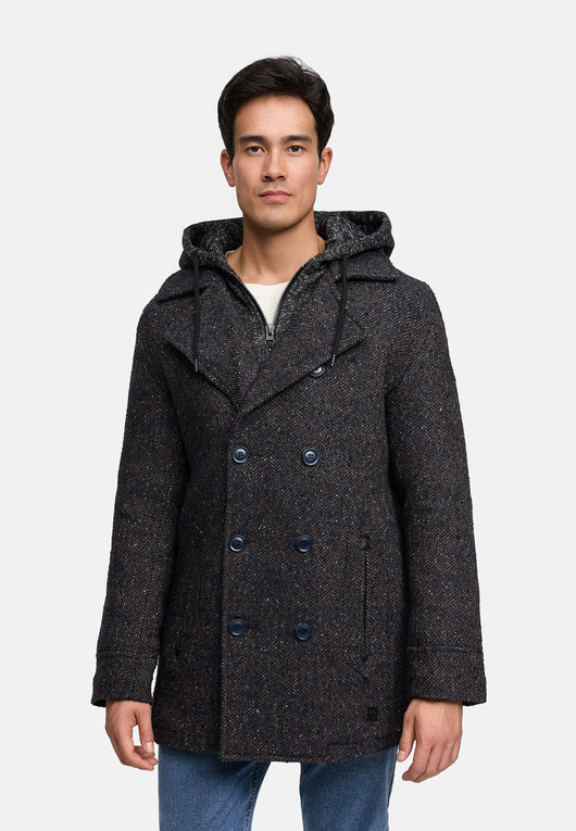 Indicode Men's Cliff short coat made from a high-quality wool blend with a stand-up collar