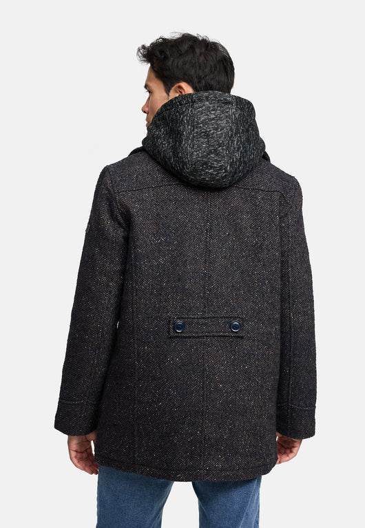 Indicode Men's Cliff short coat made from a high-quality wool blend with a stand-up collar