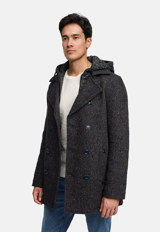 Indicode Men's Cliff short coat made from a high-quality wool blend with a stand-up collar