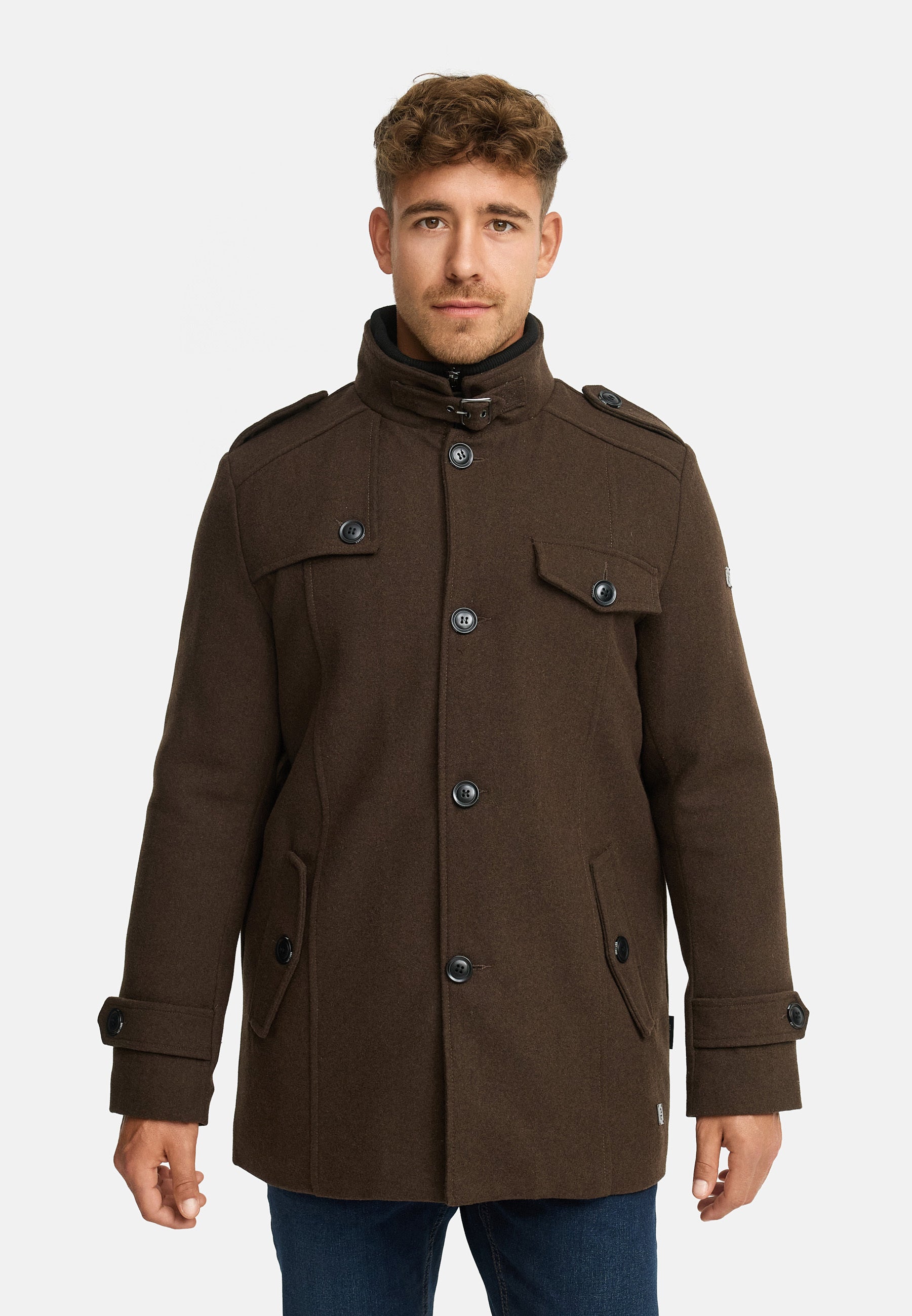 oblada OFFICER JACKET 美品 Indicode men's Brandon short coat with stand-up collar