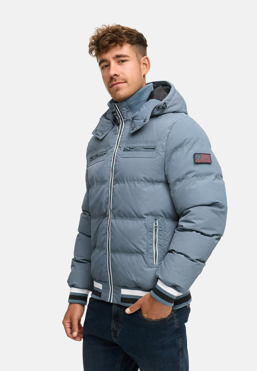 Indicode men's Marlon quilted jacket in down jacket look with detachable hood
