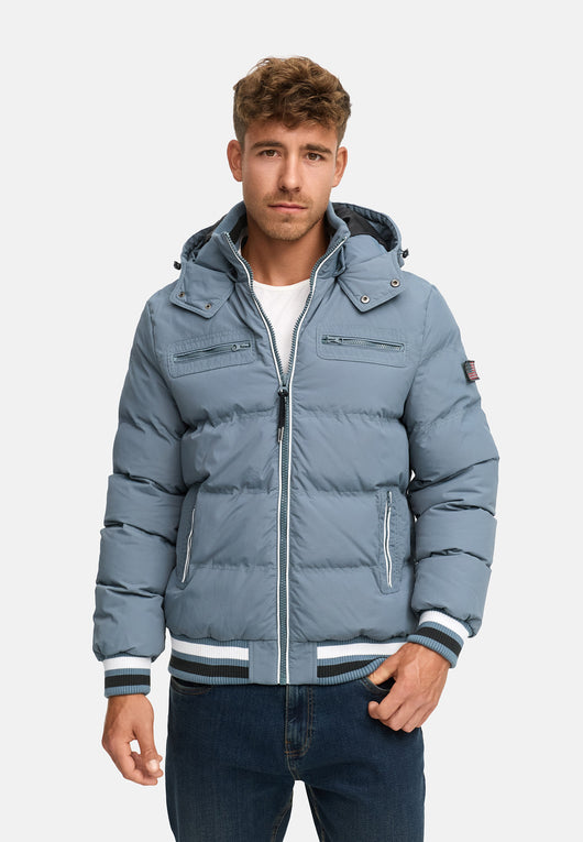 Indicode men's Marlon quilted jacket in down jacket look with detachable hood