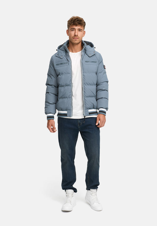 Indicode men's Marlon quilted jacket in down jacket look with detachable hood