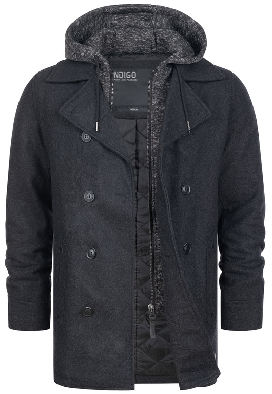 Indicode Men's Cliff short coat made from a high-quality wool blend with a stand-up collar