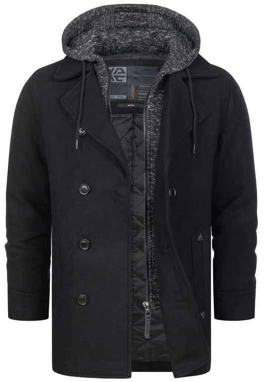 Indicode Men's Cliff short coat made from a high-quality wool blend with a stand-up collar