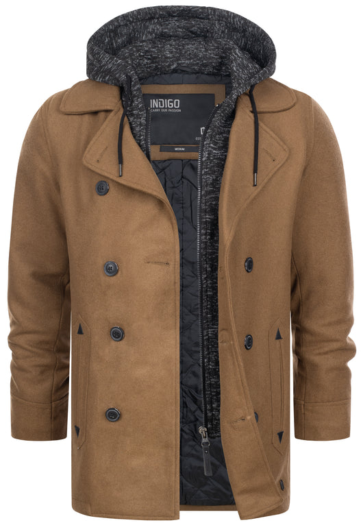 Indicode Men's Cliff short coat made from a high-quality wool blend with a stand-up collar